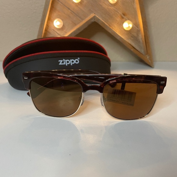 Zippo Brown Polarized Semi-Rimless Sunglasses - Picture 1 of 3